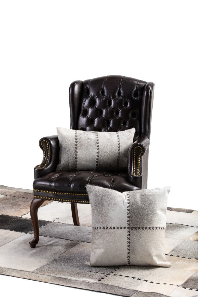 Giselle Cowhide Gray Trim 12x20"