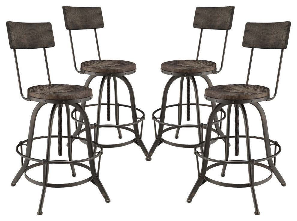 Modern Black Procure Bar Stool Set of 4