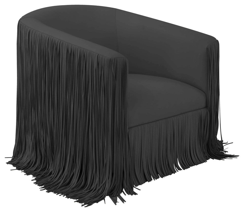 Shag Me Black Vegan Leather Swivel Chair