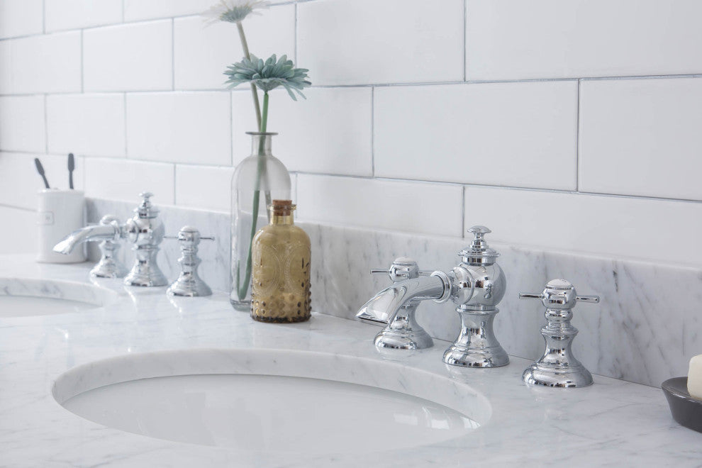 Empire 60" Wide Double Wash Stand, P-Trap, Countertop With Basin, Faucet