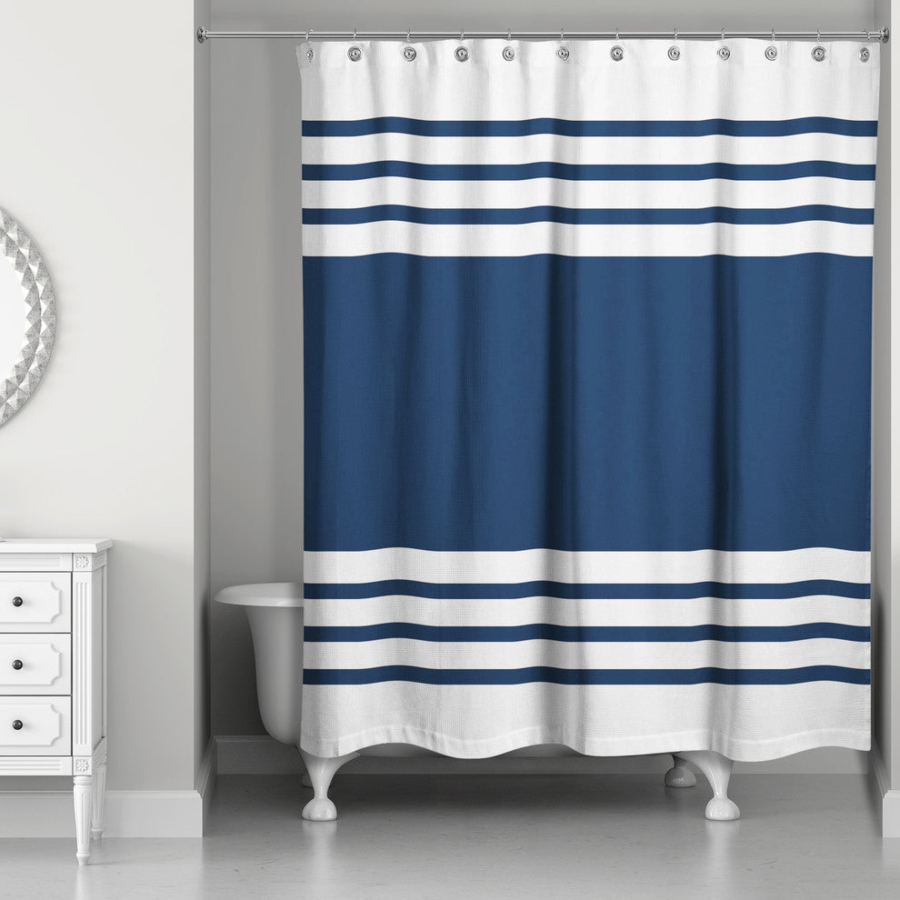 Farmhouse Stripe Shower Curtain, Blue
