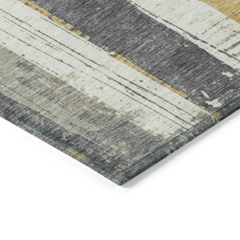 Machine Washable Indoor/Outdoor Chantille ACN1872 Gold 8' x 8' Round Rug