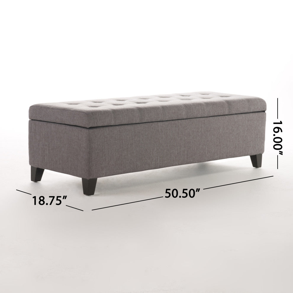 GDF Studio Sterling Fabric Tufted Storage Ottoman, Gray