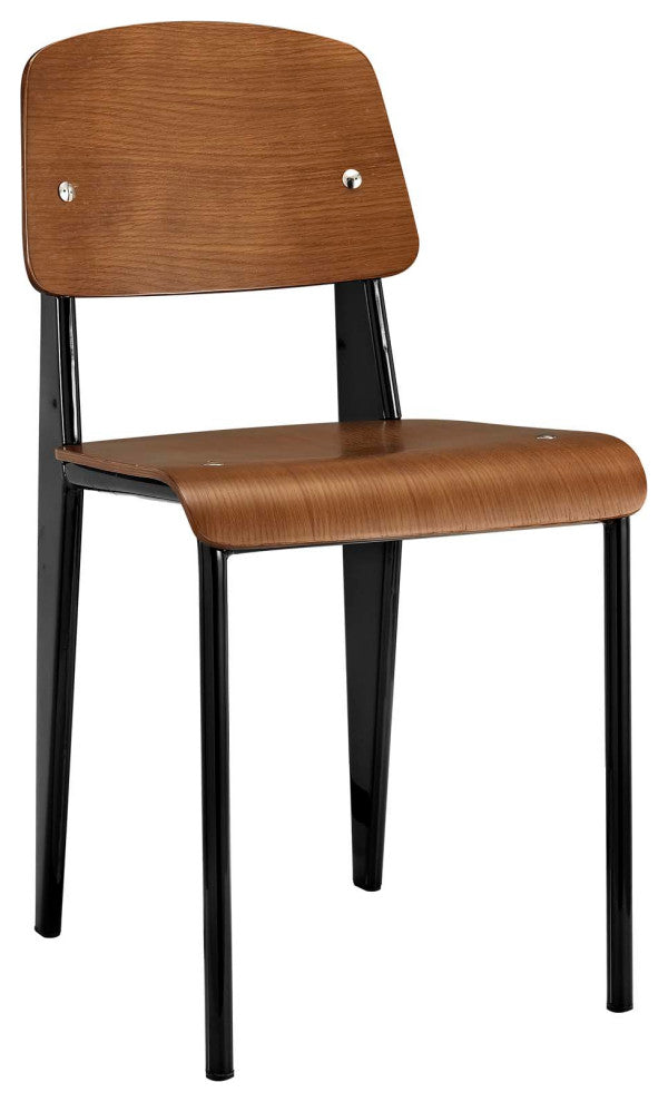 Modern Walnut Black Cabin Dining Side Chair