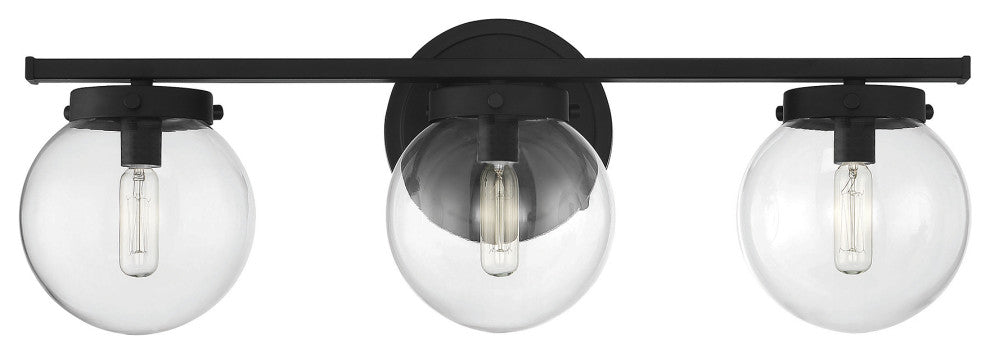 3-Light Bathroom Vanity Light, Matte Black