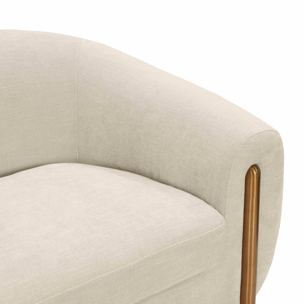 Lina Upholstered Sofa, Cream Textured Linen