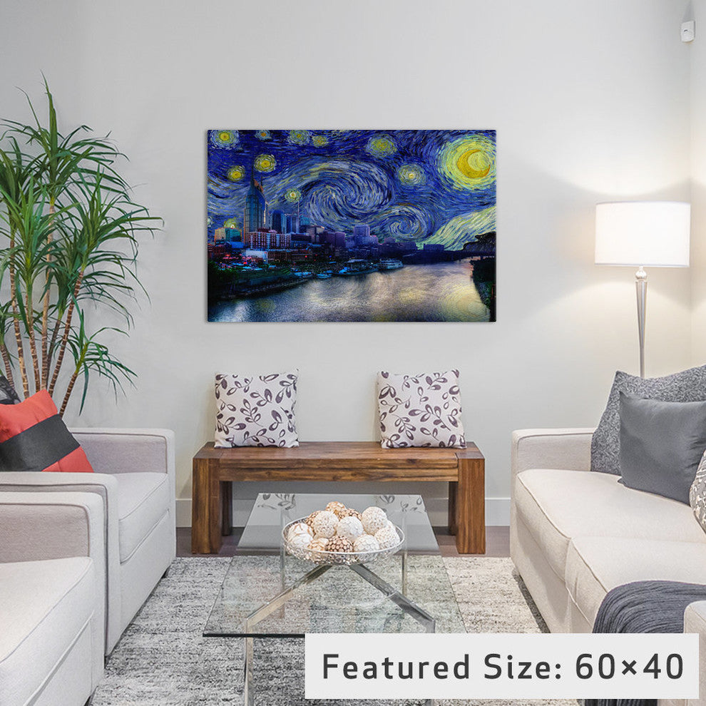 "Nashville, Tennessee Starry Night Skyline" by iCanvas, 40x26x1.5"