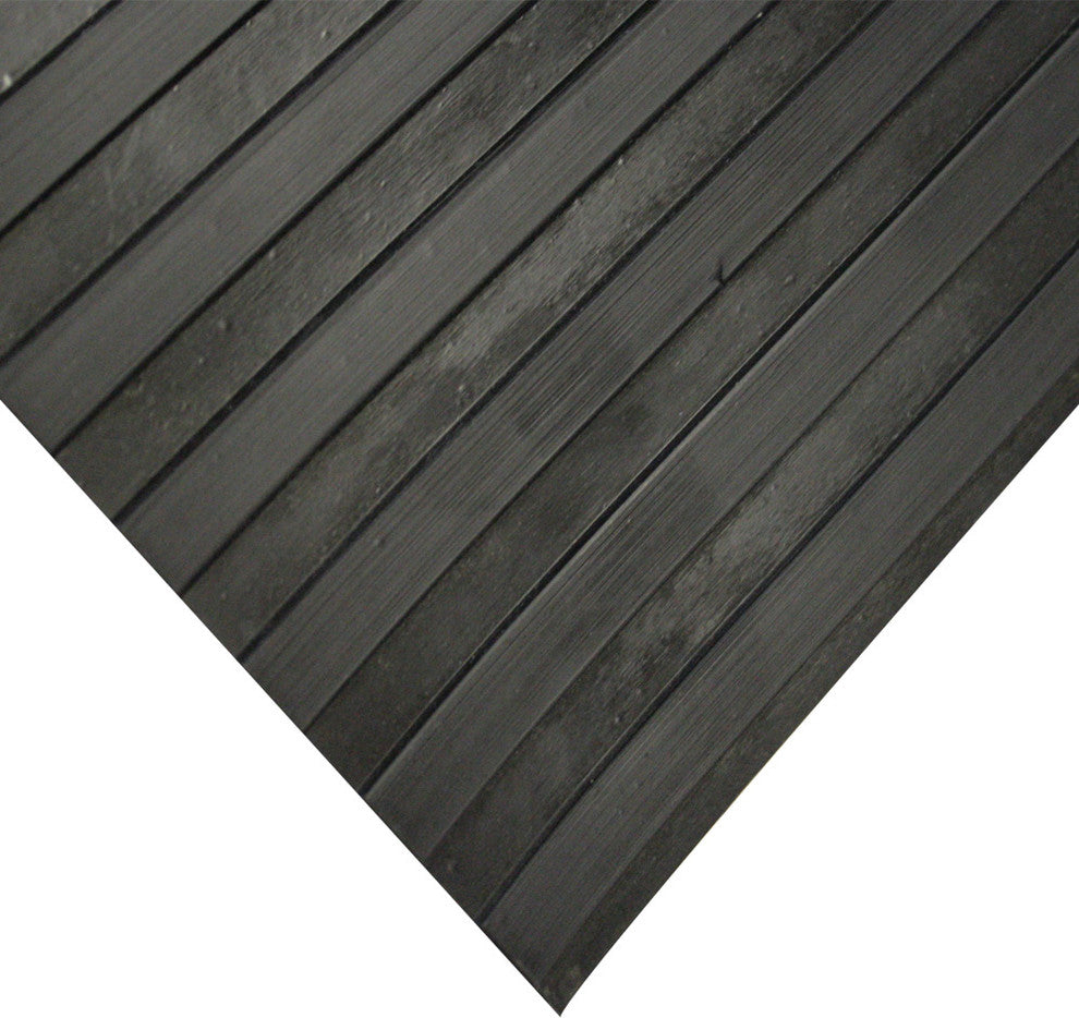 Wide-Rib Corrugated Rubber Floor Mat, 3mm Thick, 4'x4' Utility Runner