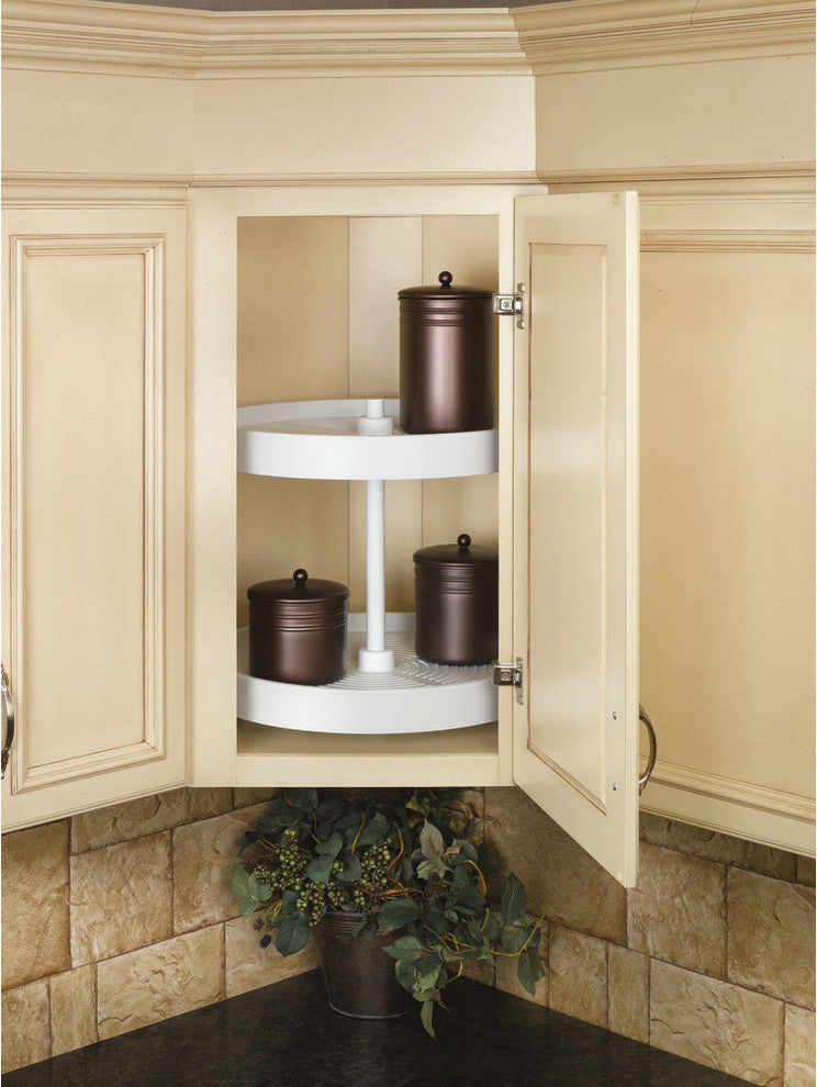 Polymer Full Circle 2-Shelf Lazy Susan for Corner Base Cabinet, White, 24"W