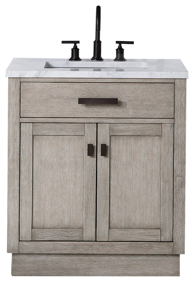 Chestnut 30" Bath Vanity, Grey Oak, Oil-Rubbed Bronze Hardware