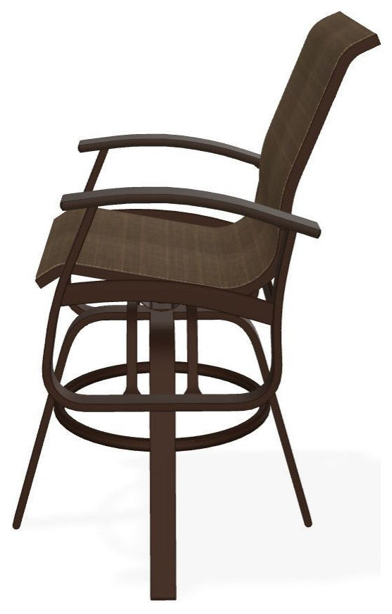 Belle Isle Sling Bar Height Outdoor Swivel Armchair, Bark/Kona