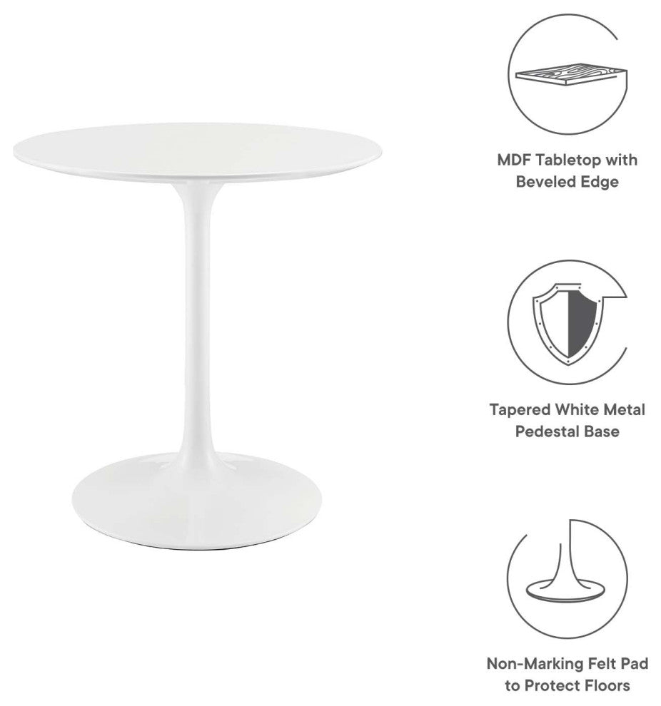 Modway Modway Lippa 28" Wood Top Dining Table, White