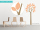 Modern Tree Fabric Wall Decal With Patterned Leaves, Orange