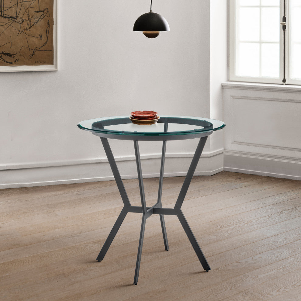 Naomi Round Glass And Black Metal Bar Table