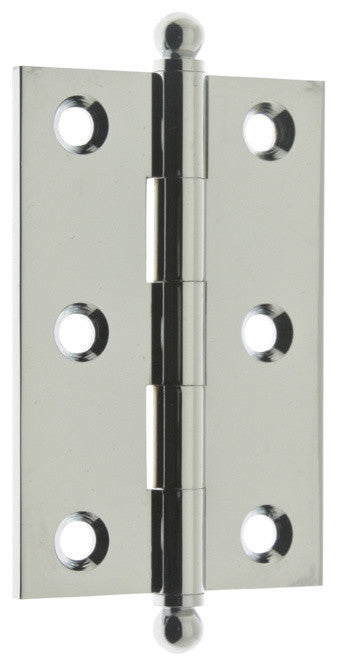 Genuine Solid Brass 3" x 2" Cabinet Hinges, Polished Chrome, Pair