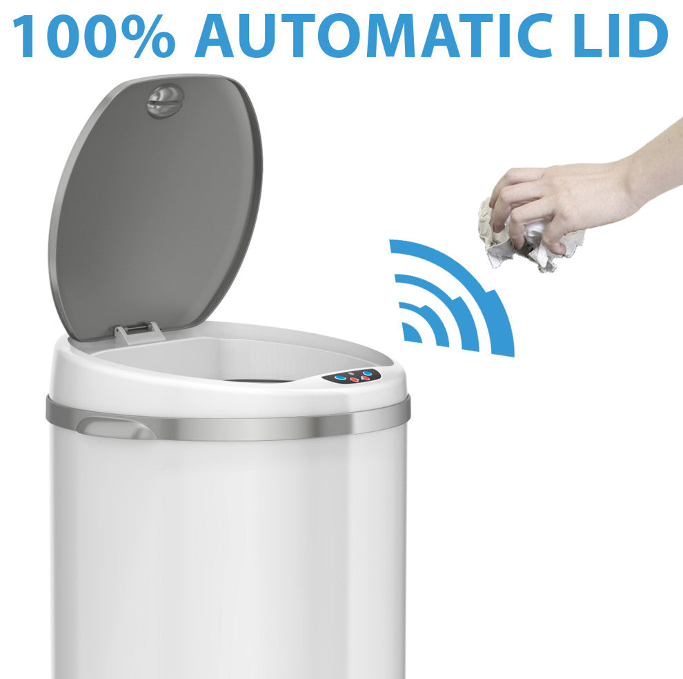 iTouchless Sensor Trash Can with AbsorbX Odor Filter, Pearl White, 13 Gallon