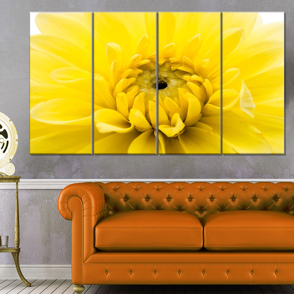 Yellow Chrysanthemum Gold Flower, Flower Artwork on Canvas, 48"x28", 4 Panels