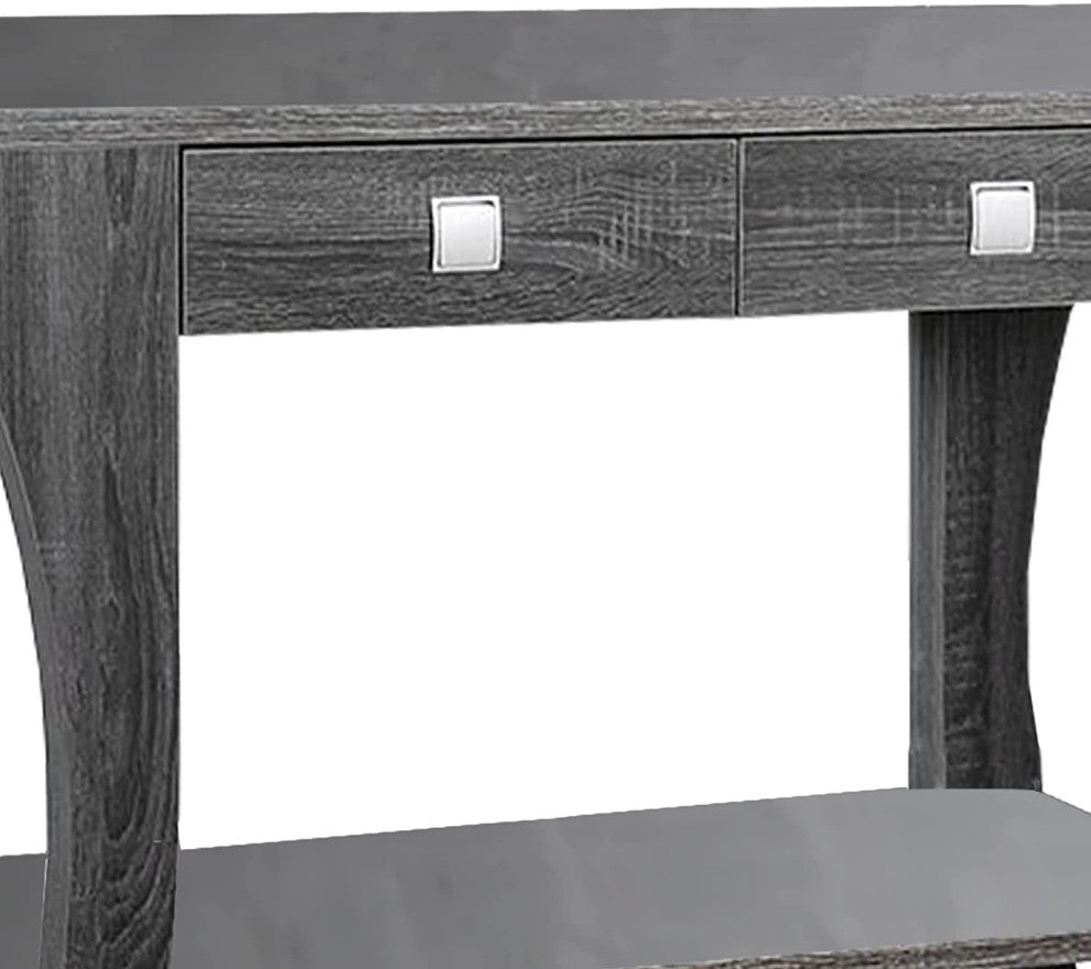 Benzara BM183124 Wooden Sofa Table with Swooping Curled Legs, Gray