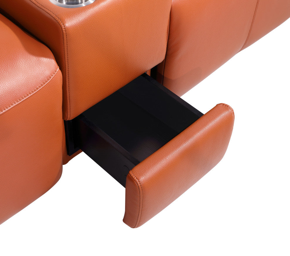 Niccolo Italian Leather 10-Piece U-Shaped 4 Power Reclining Sectional, Camel