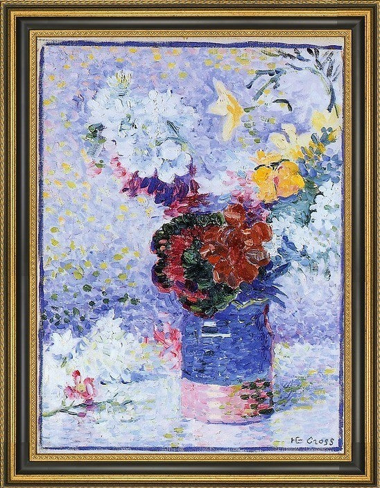 Henri Edmond Cross Flowers in a Glass Framed Premium Canvas Print, 18"x24"