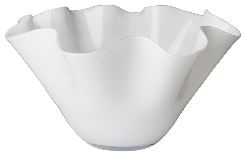 Large White Bowl With Wavy Top