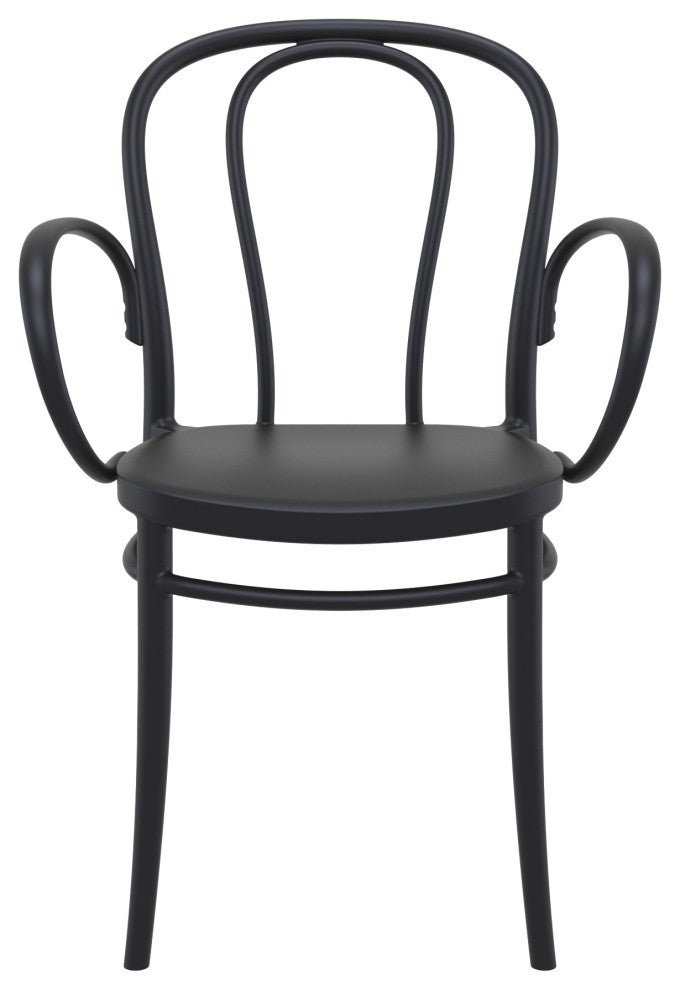 Victor XL Resin Outdoor Arm Chair Black, Set of 2
