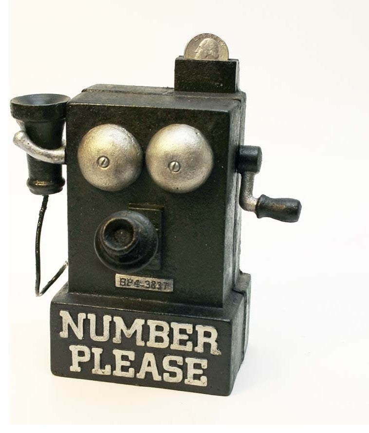 Number Please Phone Cast Iron Bank