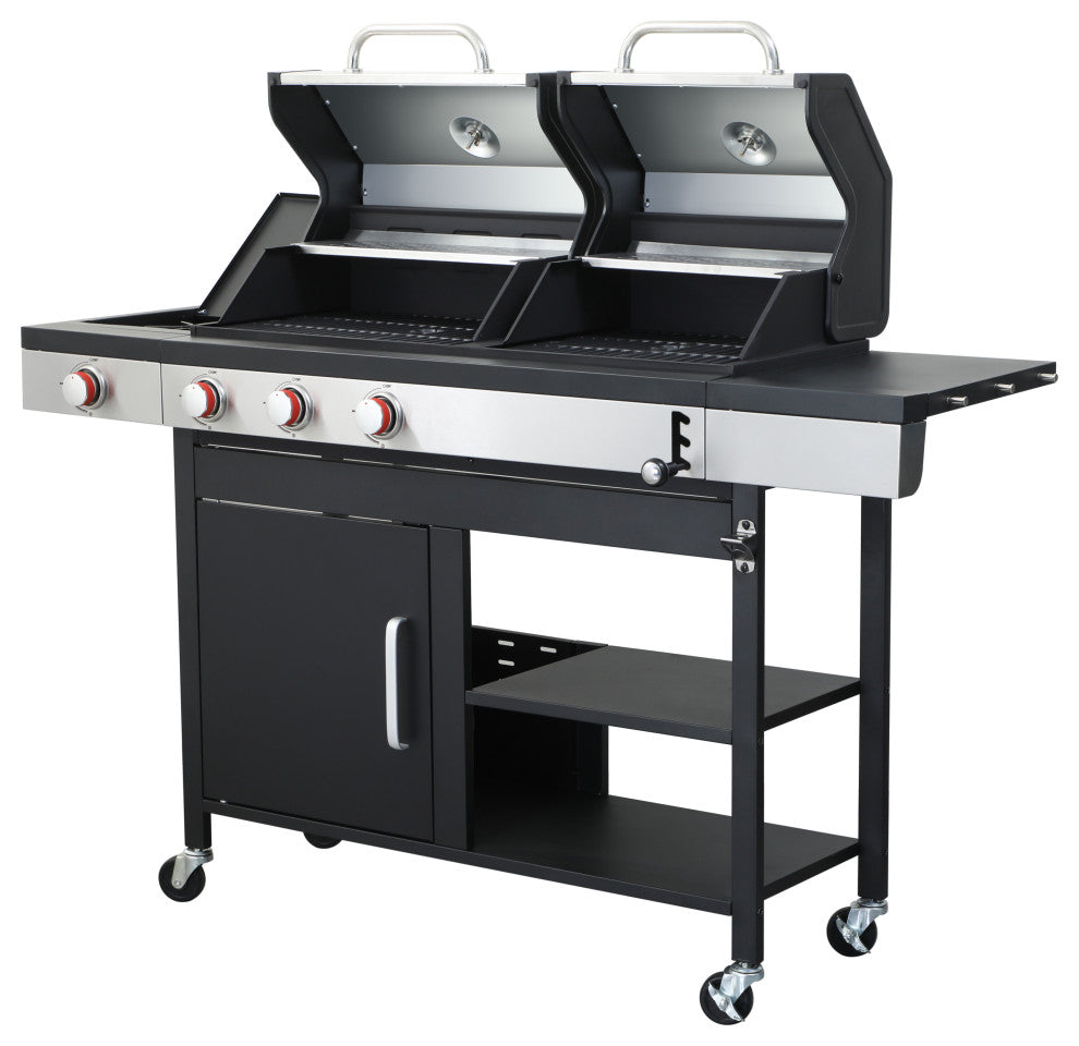 GDF Studio 3 Burner Propane Gas Outdoor Versatile BBQ Grill With Charcoal Grill