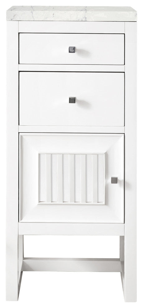 Athens 15" Cabinet With Drawers, Glossy White, Eternal Jasmine Pearl Quartz Top