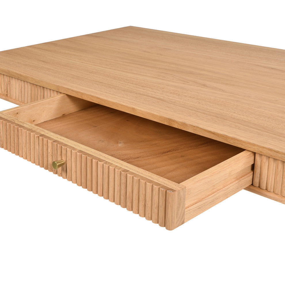 Dumont 1-Drawer Fluted Home Office Writing Desk, Natural Blonde