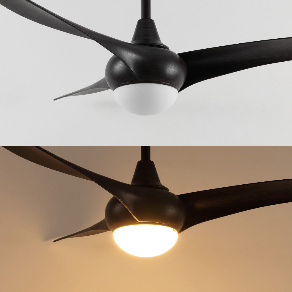 Aviator 52" 1-Light App 6-Speed Retro Swirl LED Ceiling Fan, Dark Brown Wood