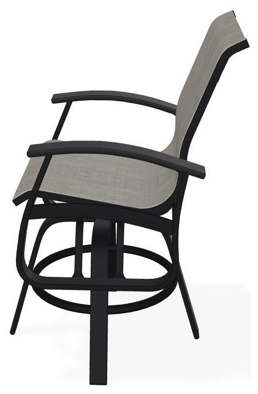 Belle Isle Sling Balcony Height Outdoor Swivel Chair, Smoke/Black