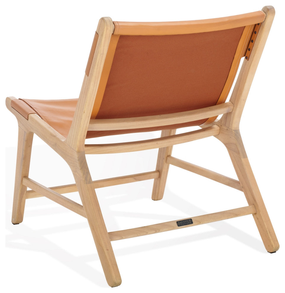 Safavieh Couture Alanarose Leather Accent Chair, Tan/Natural