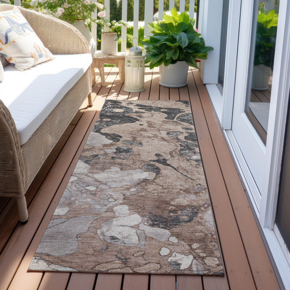Machine Washable Indoor/Outdoor Chantille ACN1909 Mocha 2'3" x 7'6" Runner Rug