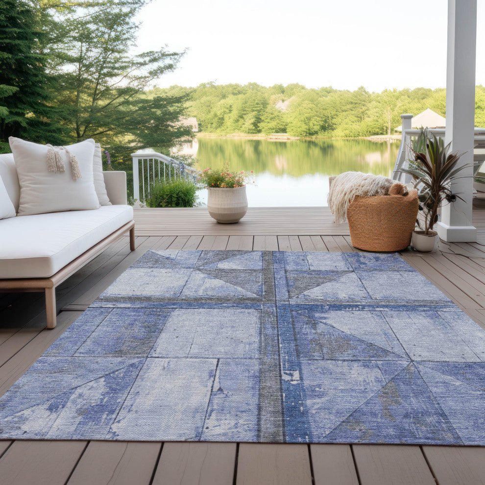 Machine Washable Indoor/Outdoor Chantille ACN1876 Denim 8' x 10' Rug