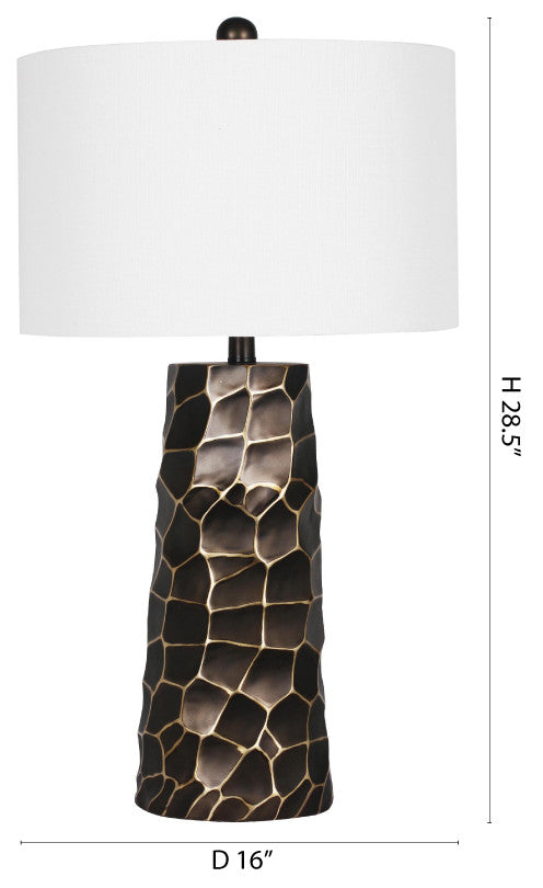 Textured Base Table Lamp With White Shade
