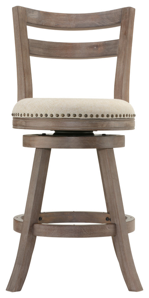 Cortesi Home Harper Counter Stool Beige Fabric Swivel Seat With Back