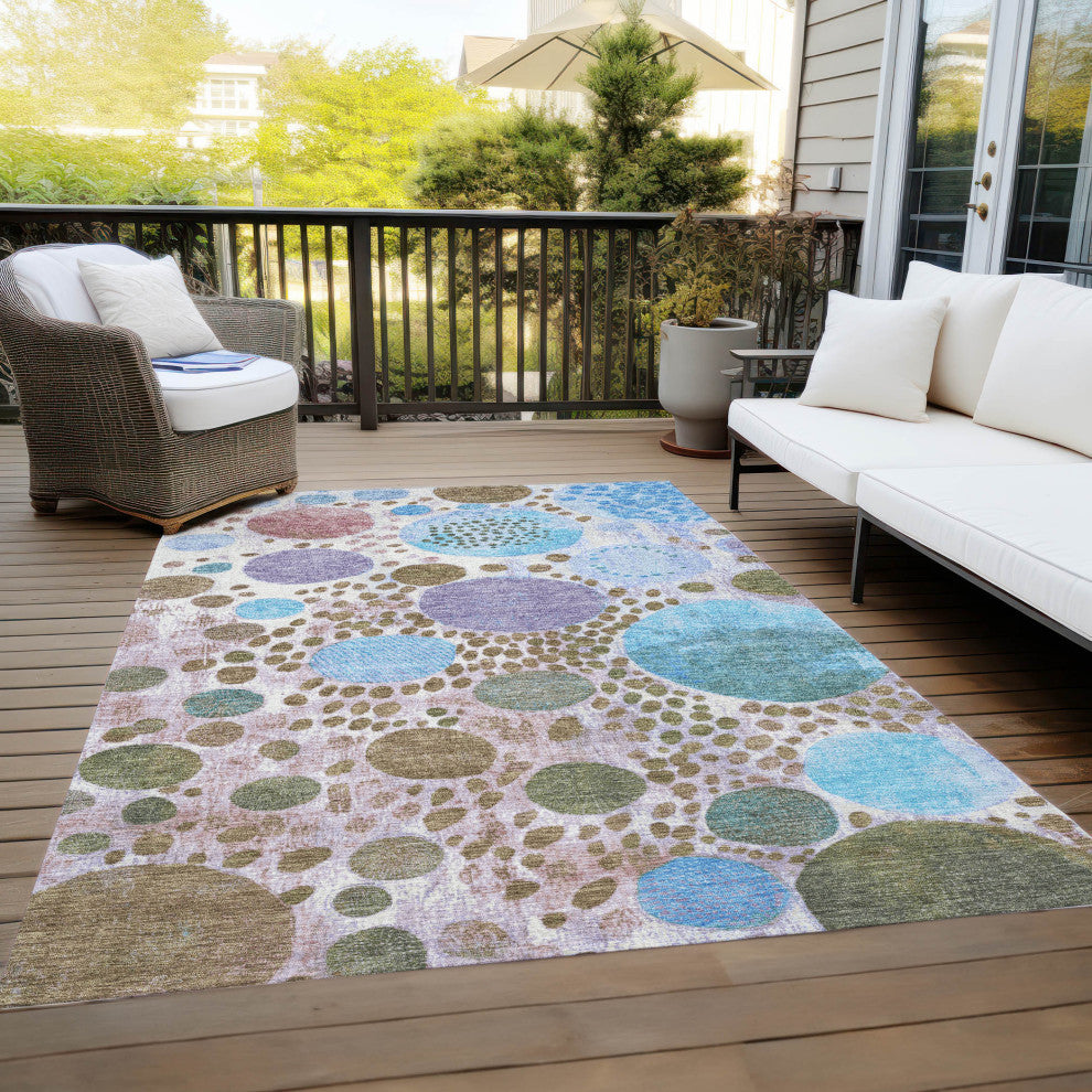 Machine Washable Indoor/Outdoor Chantille ACN1895 Khaki 3' x 5' Rug