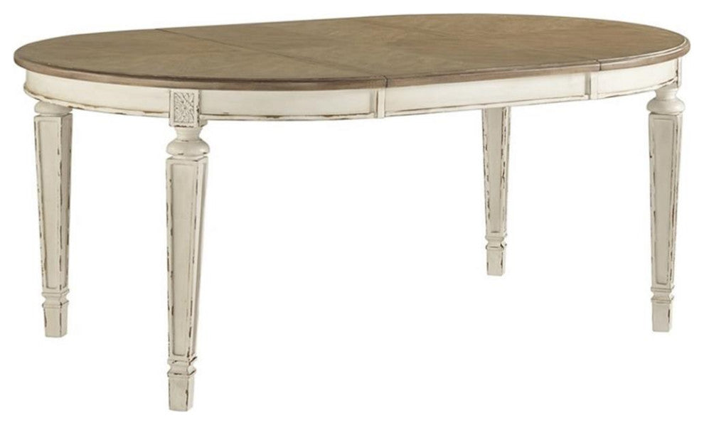 Signature Design by Ashley Realyn 72" Oval Extendable Dining Table in White