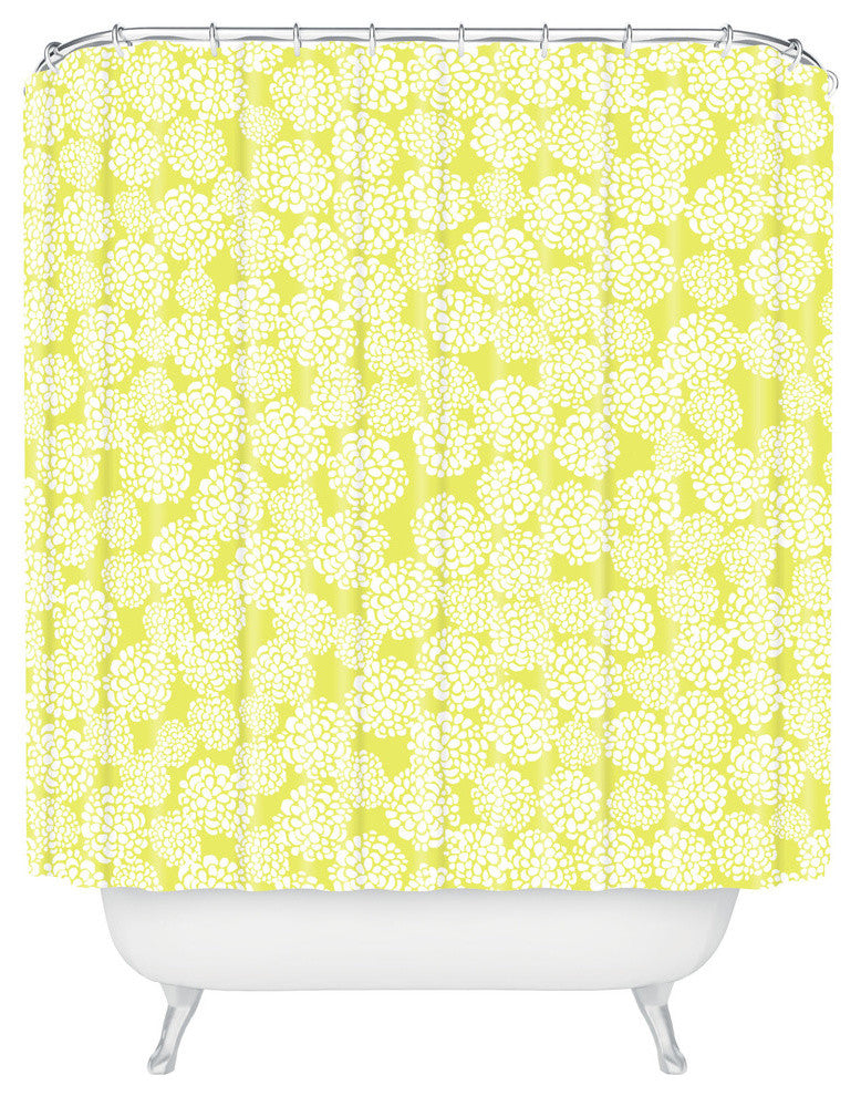 Joy Laforme Dahlias Chartreuse Shower Curtain