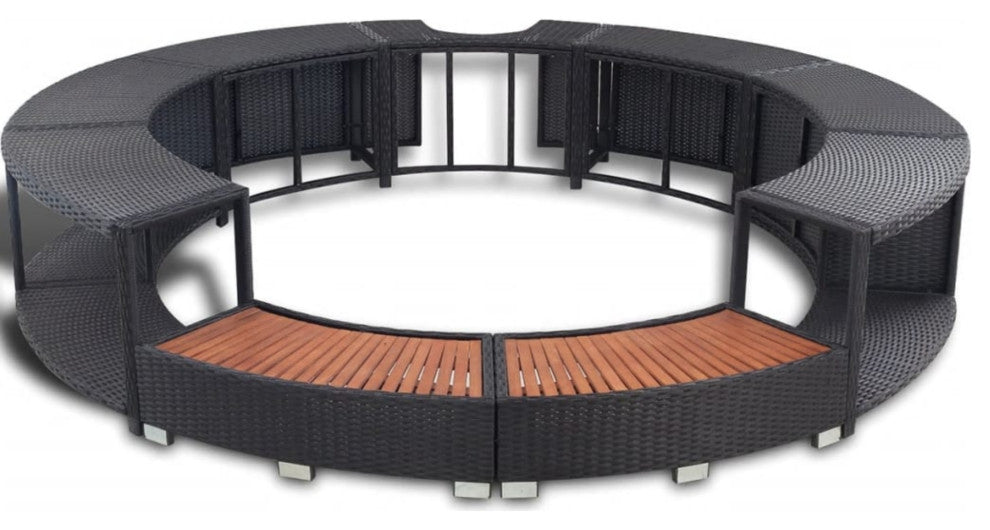 vidaXL Spa Surround Poly Rattan Black