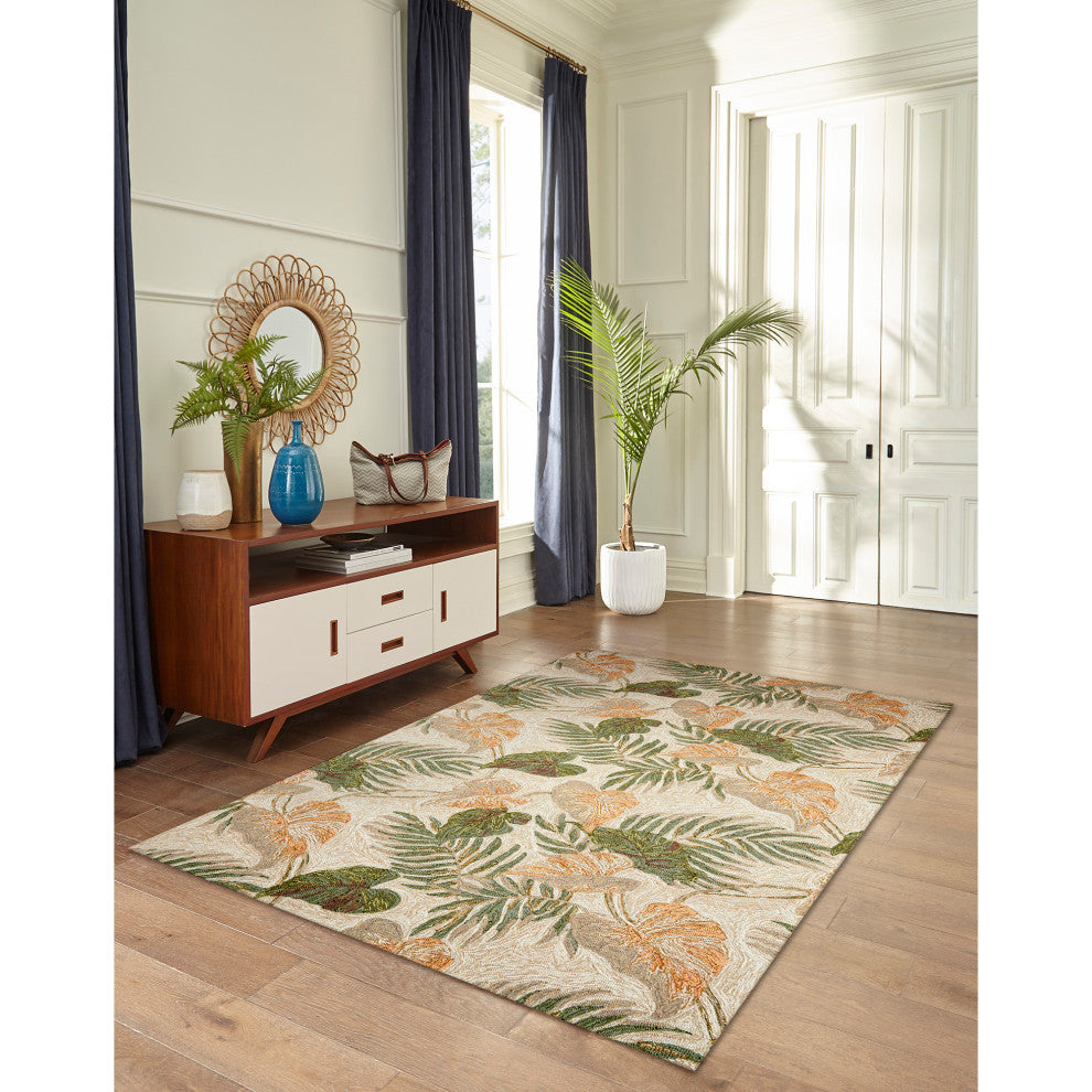 Ravella Tropical Leaf Indoor/Outdoor Rug Neutral, 5'x7'6"
