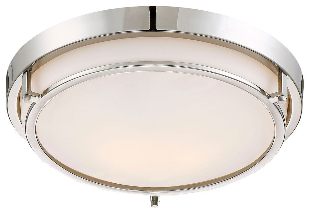 2-Light Flush Mount, Polished Nickel
