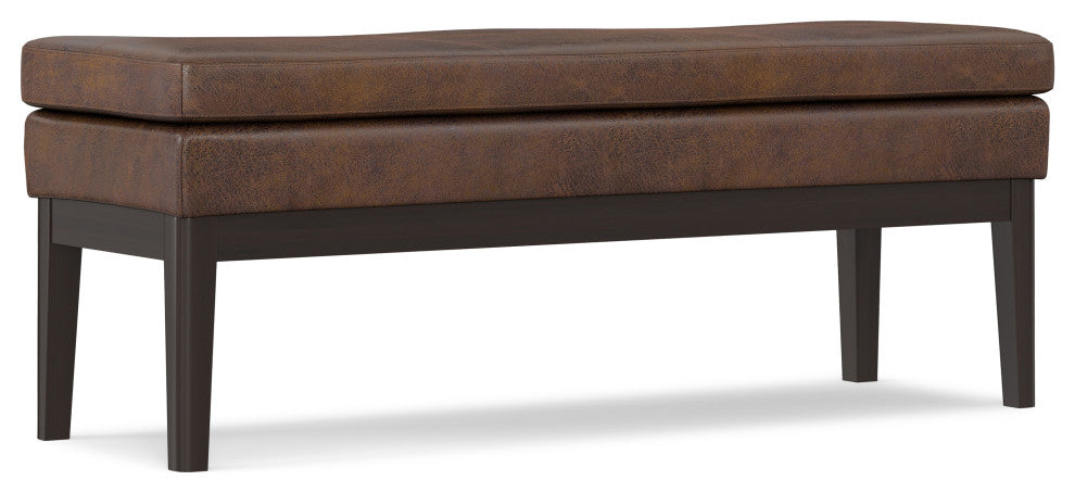 Carlson SOLID HARDWOOD Ottoman Bench, Distressed Chestnut Brown