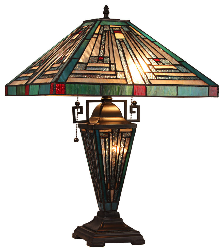 Innes Mission-Style 3 Light Double Lit Table Lamp 16" Wide