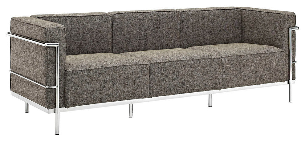 Modern Contemporary Living Room Armchair and Sofa, Oatmeal, 2-Piece Set