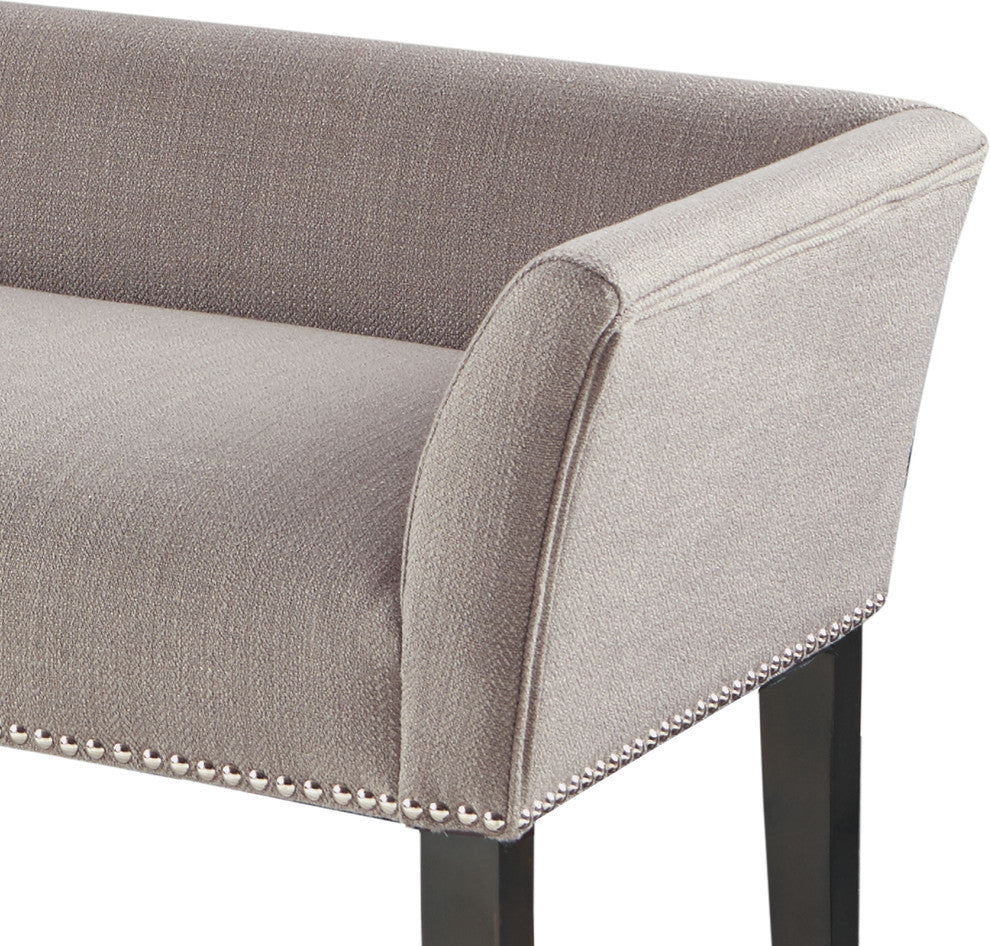 Madison Park Flared Low Arm Low Back Accent Bench Chair, Grey