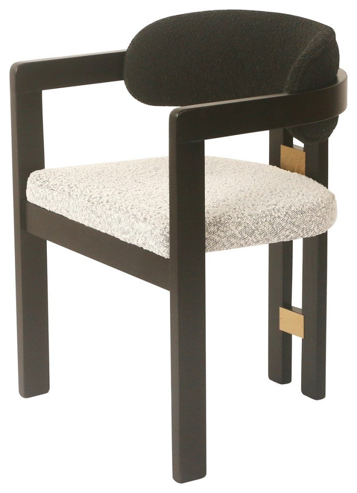 Conan Wood Dining Armchair Chair, Black and White