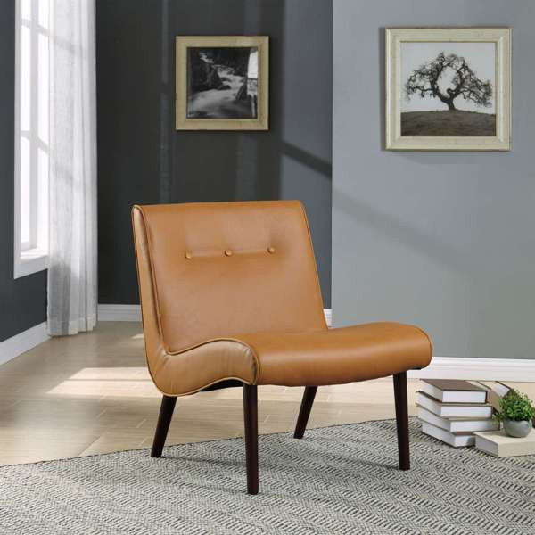 Alexis Accent Chair, Vintage Caramel, Faux Leather