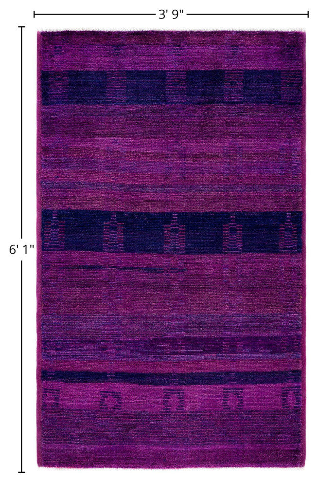 Overdyed One-of-a-Kind Hand-Knotted Area Rug Purple, 3' 9" x 6' 1"